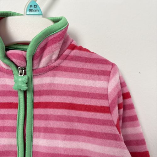 Rózsaszín csíkos lány polár pulóver (86-92)