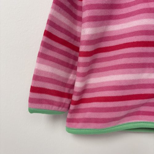 Rózsaszín csíkos lány polár pulóver (86-92)