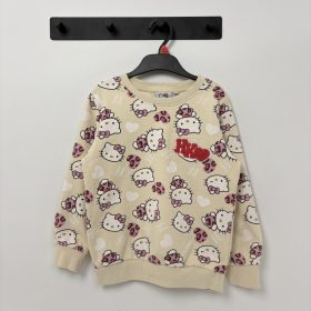 Sanrio Bézs Hello Kitty mintás lány pulóver (122)