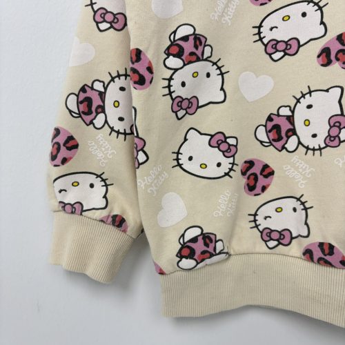 Sanrio Bézs Hello Kitty mintás lány pulóver (122)